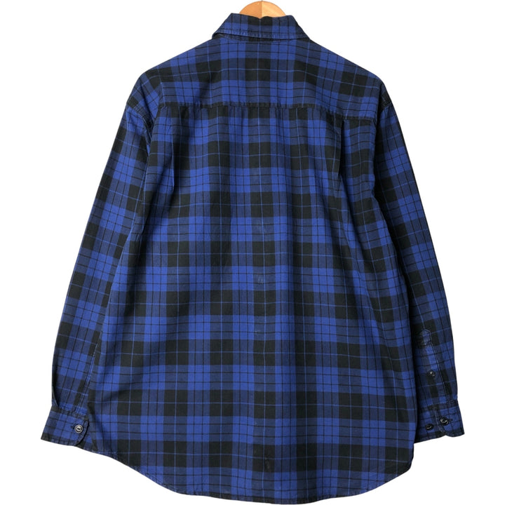 Eddie Bauer Long Sleeve Button-Down Check Shirt, Men's Size M cotton blue type Vintage Second Hand