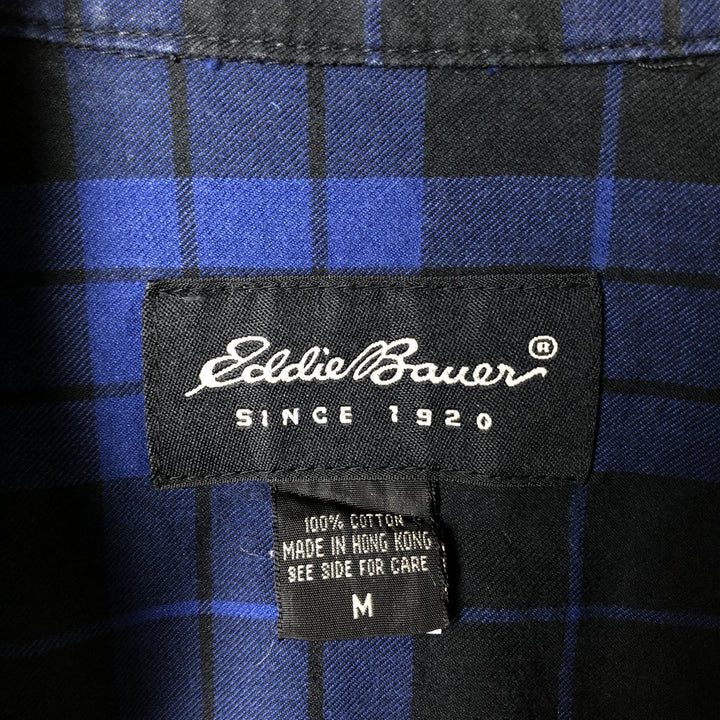 Eddie Bauer Long Sleeve Button-Down Check Shirt, Men's Size M cotton blue type Vintage Second Hand