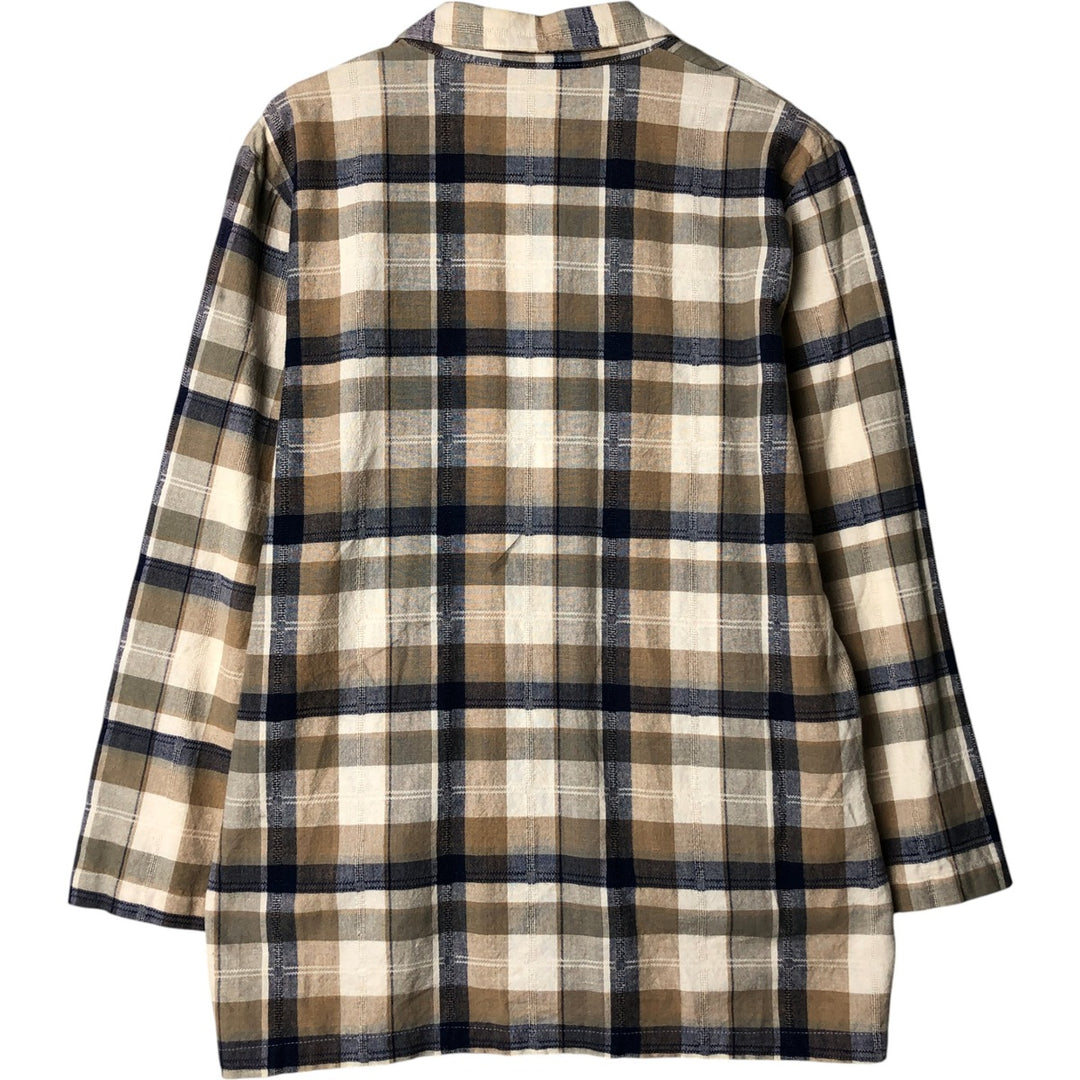 Erika Check Pattern Easy Jacket, Tailored Jacket, Women's Size M cotton Beige type Vintage Second Hand