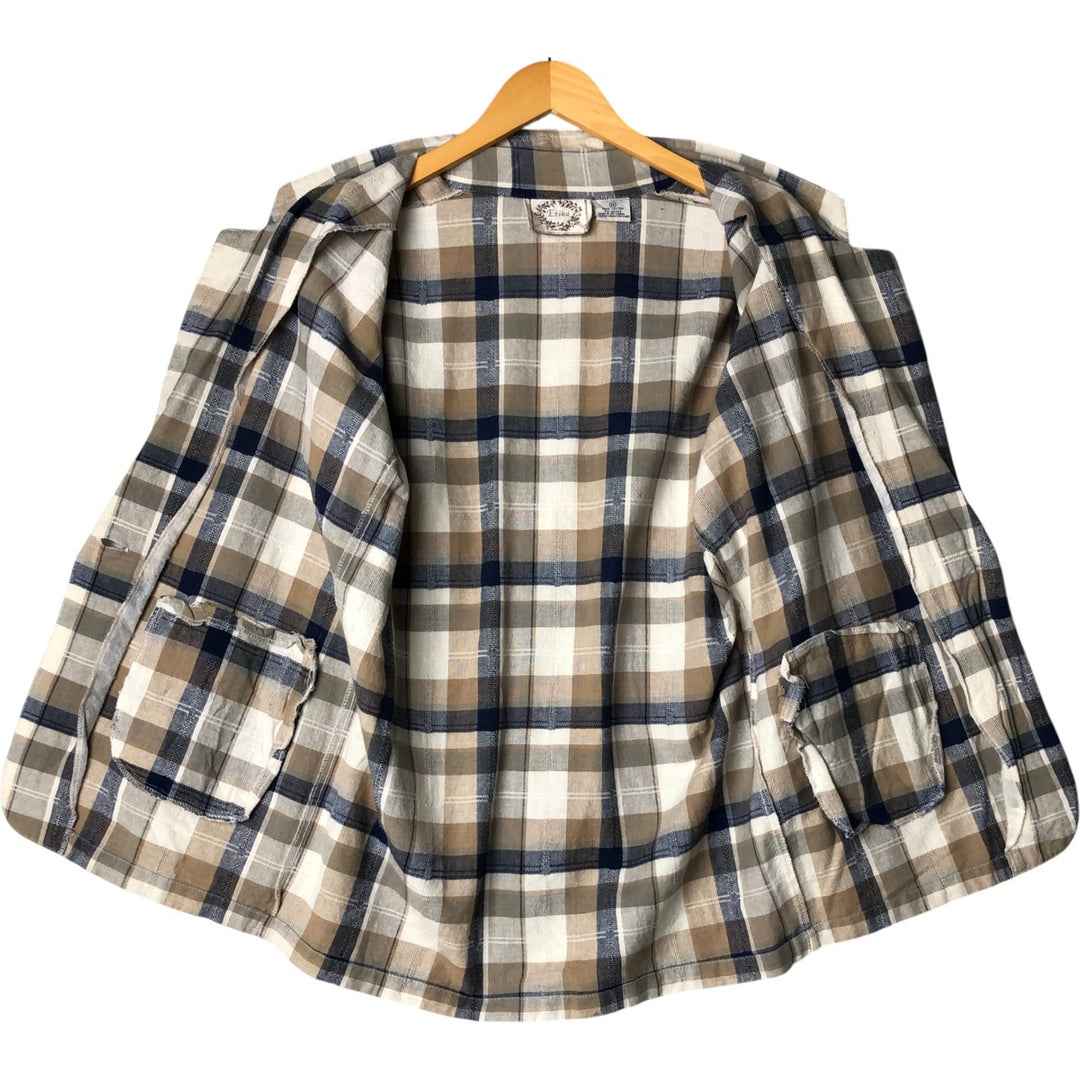 Erika Check Pattern Easy Jacket, Tailored Jacket, Women's Size M cotton Beige type Vintage Second Hand