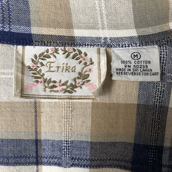 Erika Check Pattern Easy Jacket, Tailored Jacket, Women's Size M cotton Beige type Vintage Second Hand