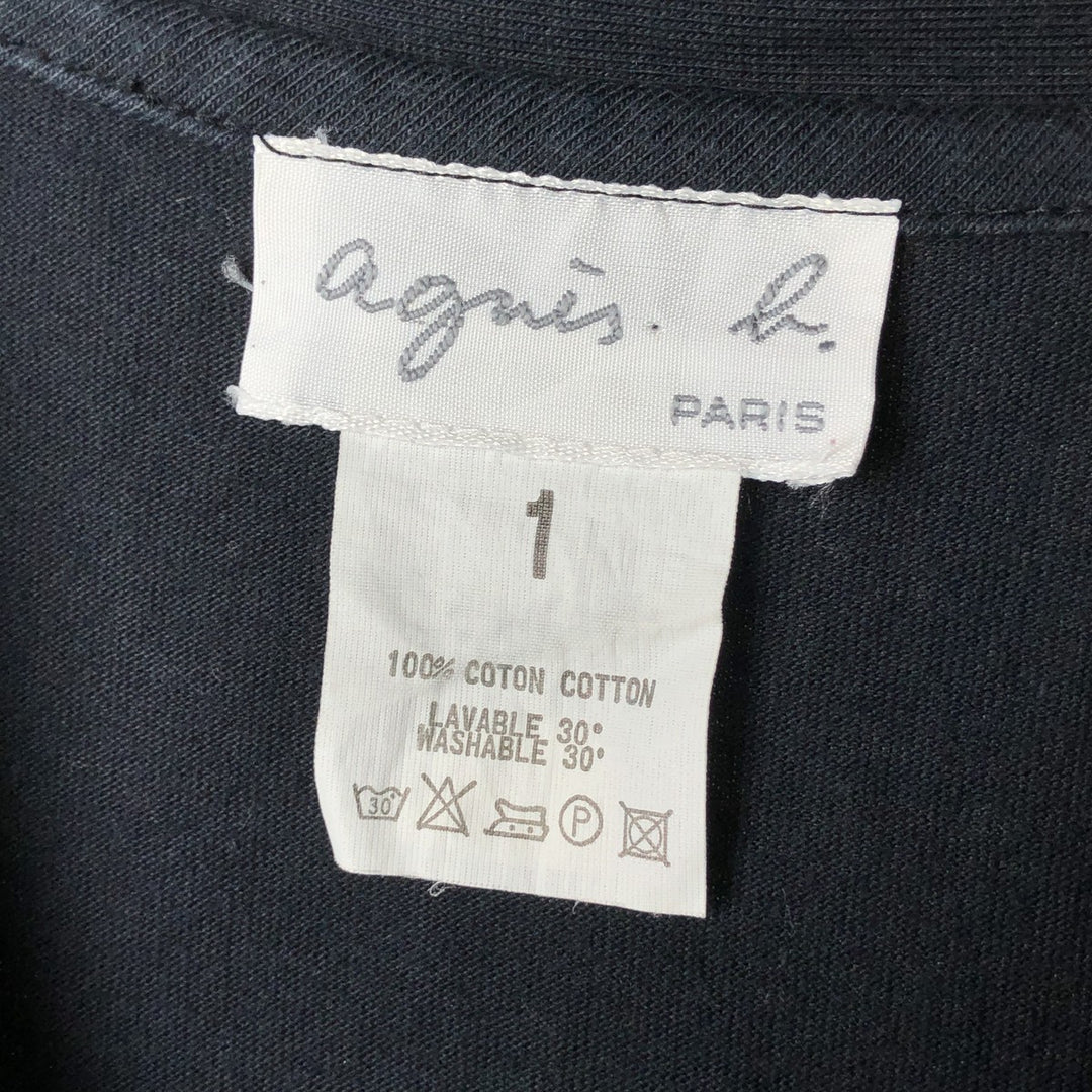 agnes b. PARIS short-sleeved open-collar shirt, women's size S cotton black type Vintage Second Hand