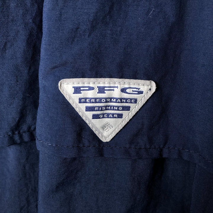Columbia PFG BAHAMA OMNI-SHADE Short Sleeve Button-Down Fishing Shirt, Men's XL Nylon navy blue type Vintage Second Hand