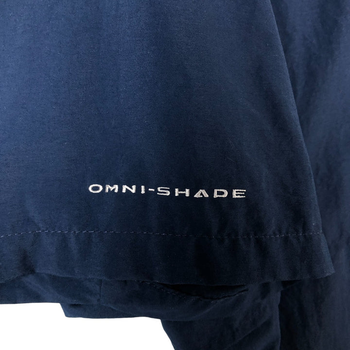 Columbia PFG BAHAMA OMNI-SHADE Short Sleeve Button-Down Fishing Shirt, Men's XL Nylon navy blue type Vintage Second Hand