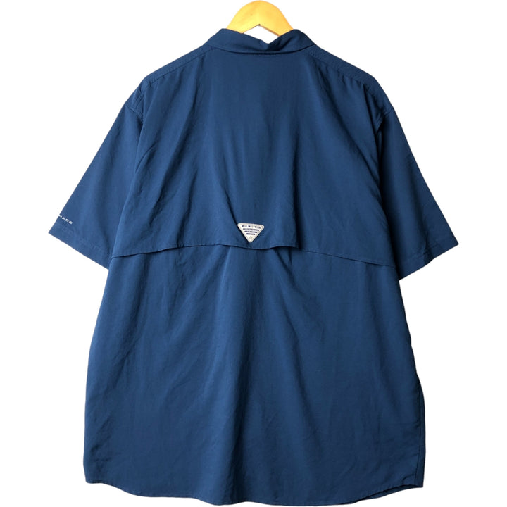 Columbia PFG OMNI-SHADE Omni-Shade Button-Down Short Sleeve Fishing Shirt, Men's XL polyester blue type Vintage Second Hand