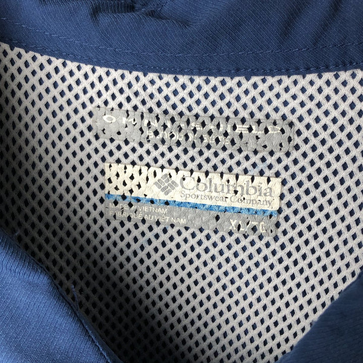 Columbia PFG OMNI-SHADE Omni-Shade Button-Down Short Sleeve Fishing Shirt, Men's XL polyester blue type Vintage Second Hand