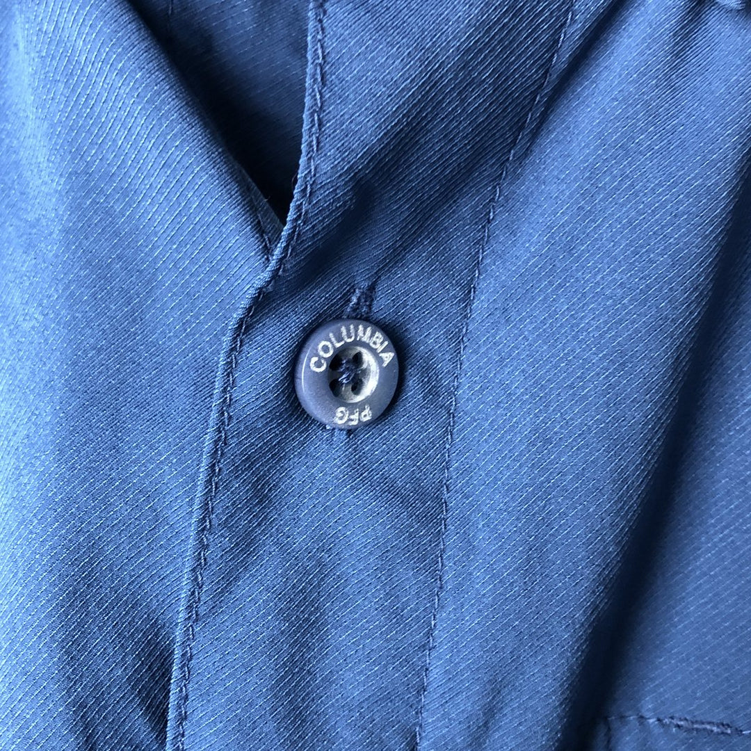 Columbia PFG OMNI-SHADE Omni-Shade Button-Down Short Sleeve Fishing Shirt, Men's XL polyester blue type Vintage Second Hand