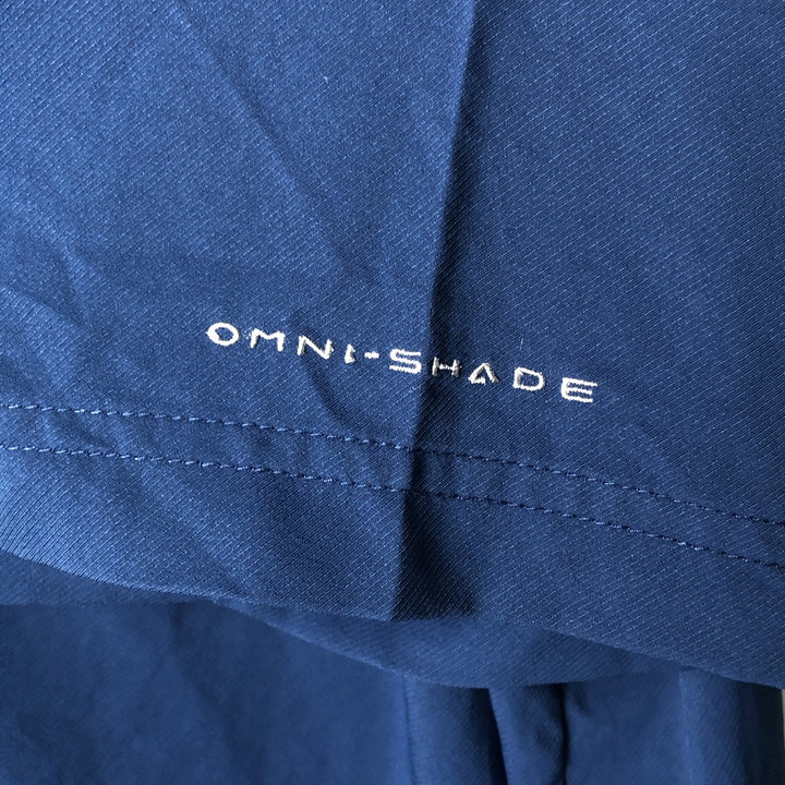 Columbia PFG OMNI-SHADE Omni-Shade Button-Down Short Sleeve Fishing Shirt, Men's XL polyester blue type Vintage Second Hand