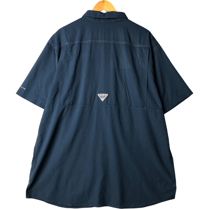 Columbia PFG Short Sleeve Omni-Shade Button-Down Fishing Shirt, Men's Size XL polyester blue type Vintage Second Hand