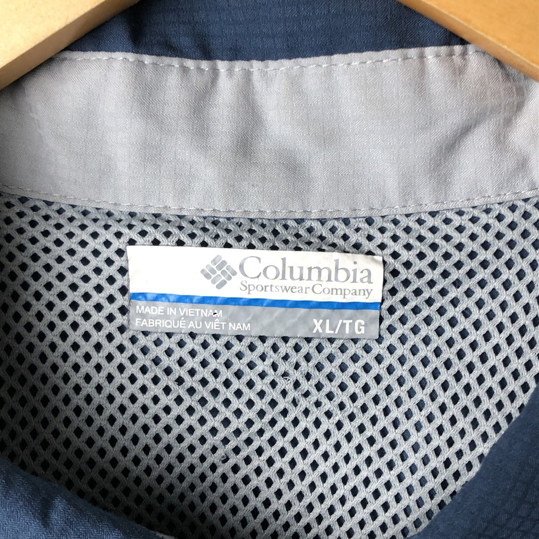 Columbia PFG Short Sleeve Omni-Shade Button-Down Fishing Shirt, Men's Size XL polyester blue type Vintage Second Hand