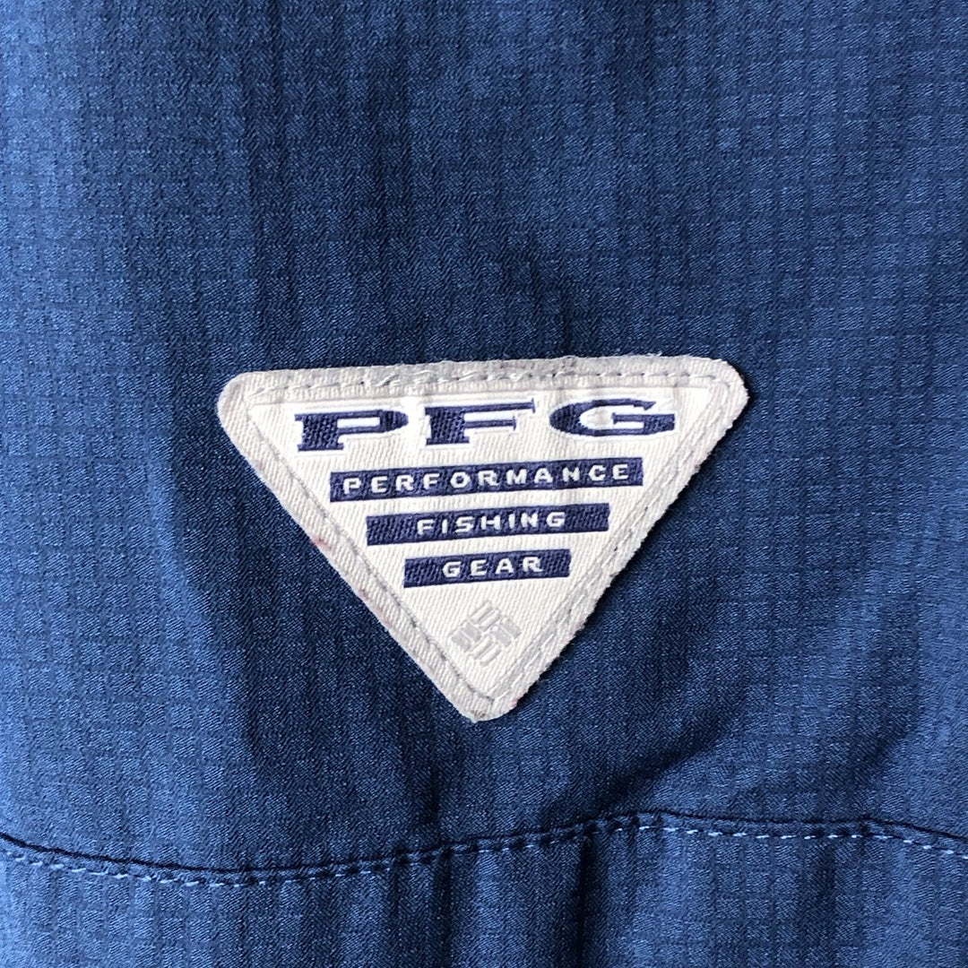 Columbia PFG OMNI-SHADE Omni-Shade Button-Down Short Sleeve Fishing Shirt, Men's XL polyester Navy blue Vintage Second Hand