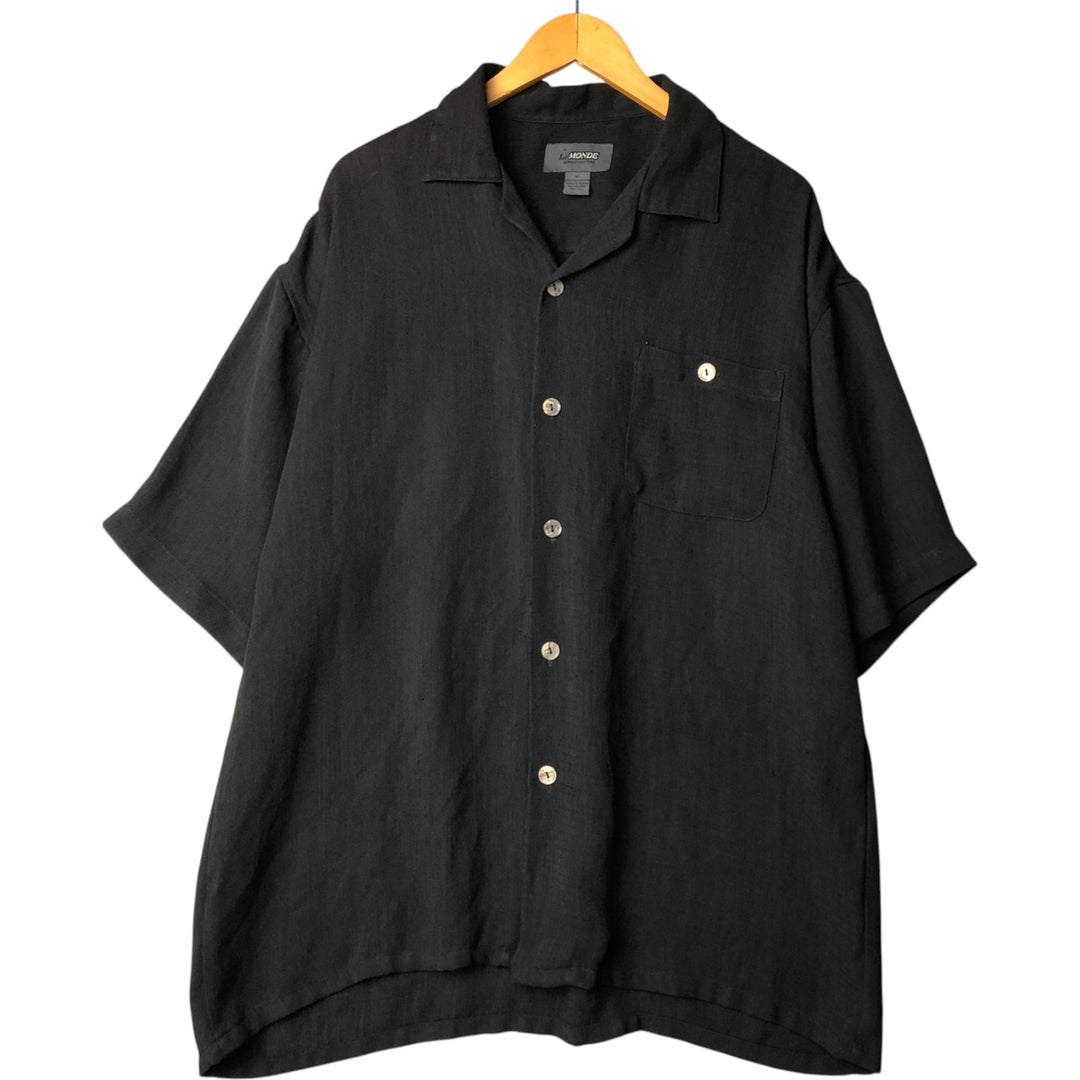 Le MONDE Short Sleeve Open Collar Polyester Shirt, Men's Size XL polyester black type Vintage Second Hand