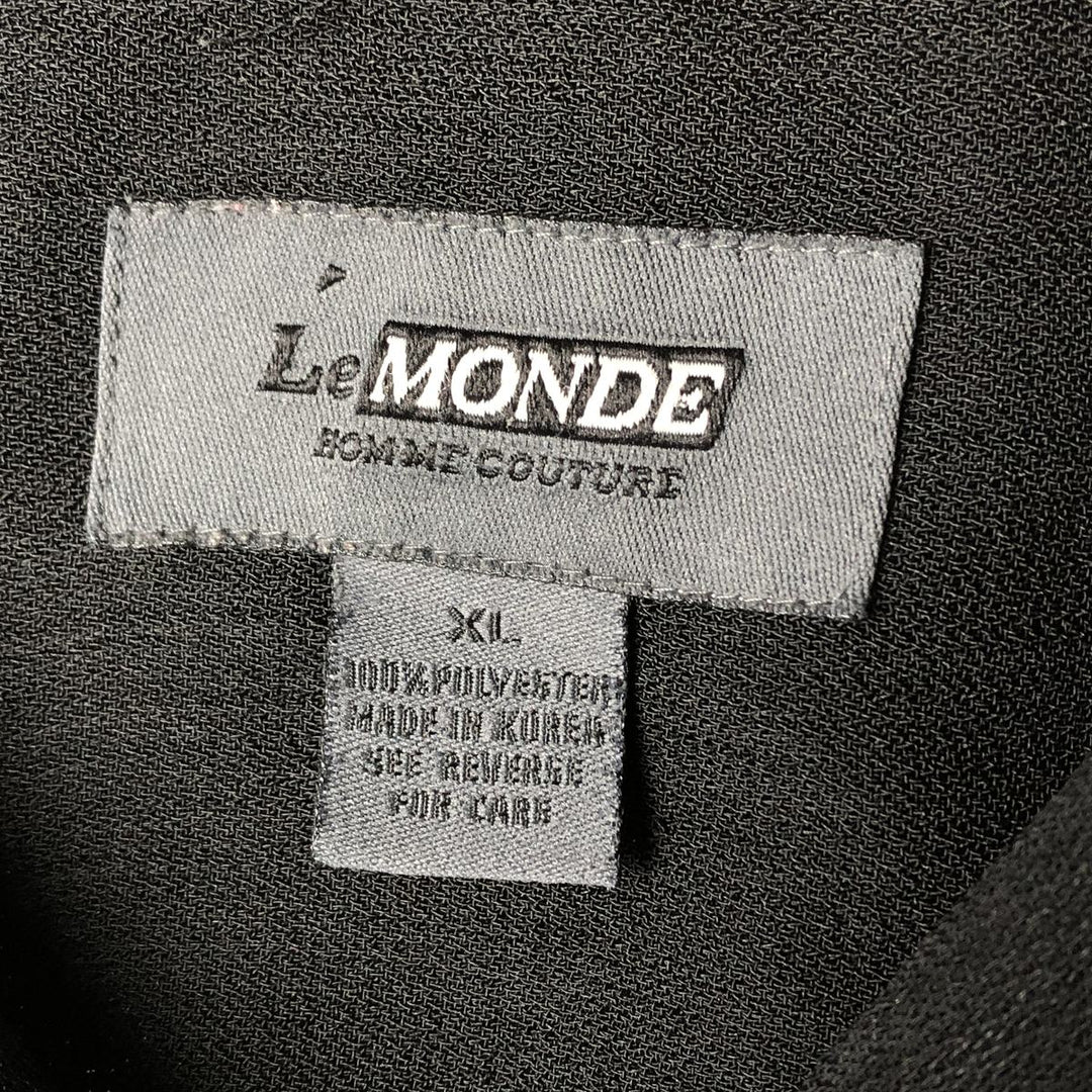 Le MONDE Short Sleeve Open Collar Polyester Shirt, Men's Size XL polyester black type Vintage Second Hand