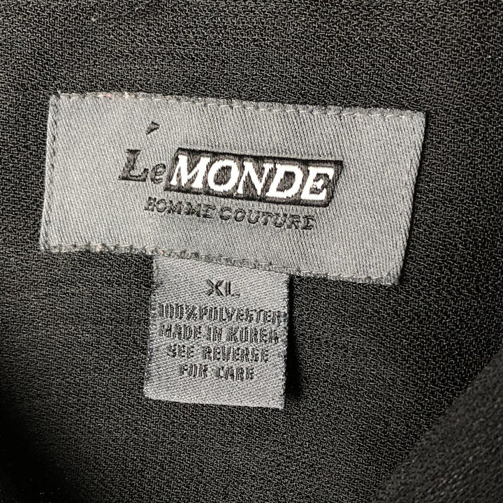 Le MONDE Short Sleeve Open Collar Polyester Shirt, Men's Size XL polyester black type Vintage Second Hand