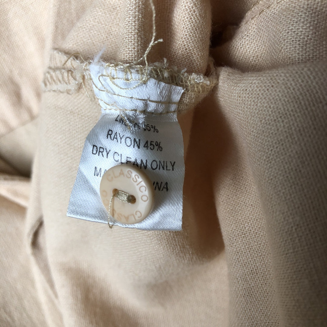 CLASSICO Short Sleeve Open Collar Rayon and Linen Box Shirt, Men's XL linen Beige type Vintage Second Hand