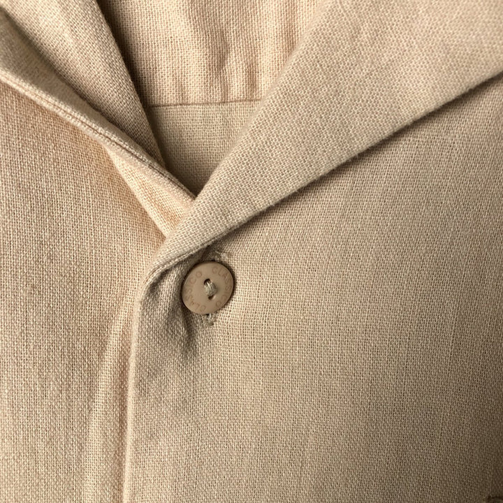 CLASSICO Short Sleeve Open Collar Rayon and Linen Box Shirt, Men's XL linen Beige type Vintage Second Hand