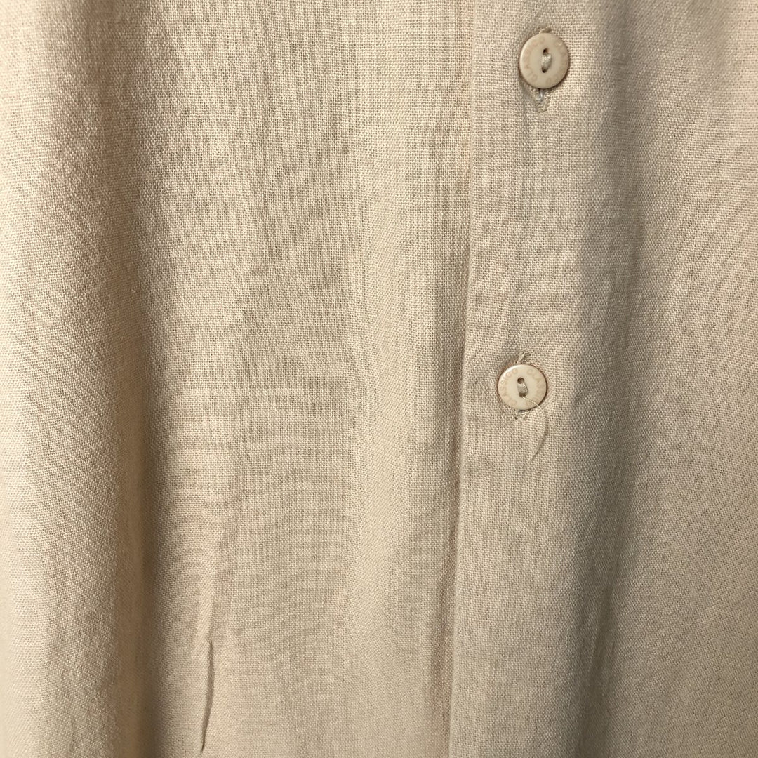 CLASSICO Short Sleeve Open Collar Rayon and Linen Box Shirt, Men's XL linen Beige type Vintage Second Hand