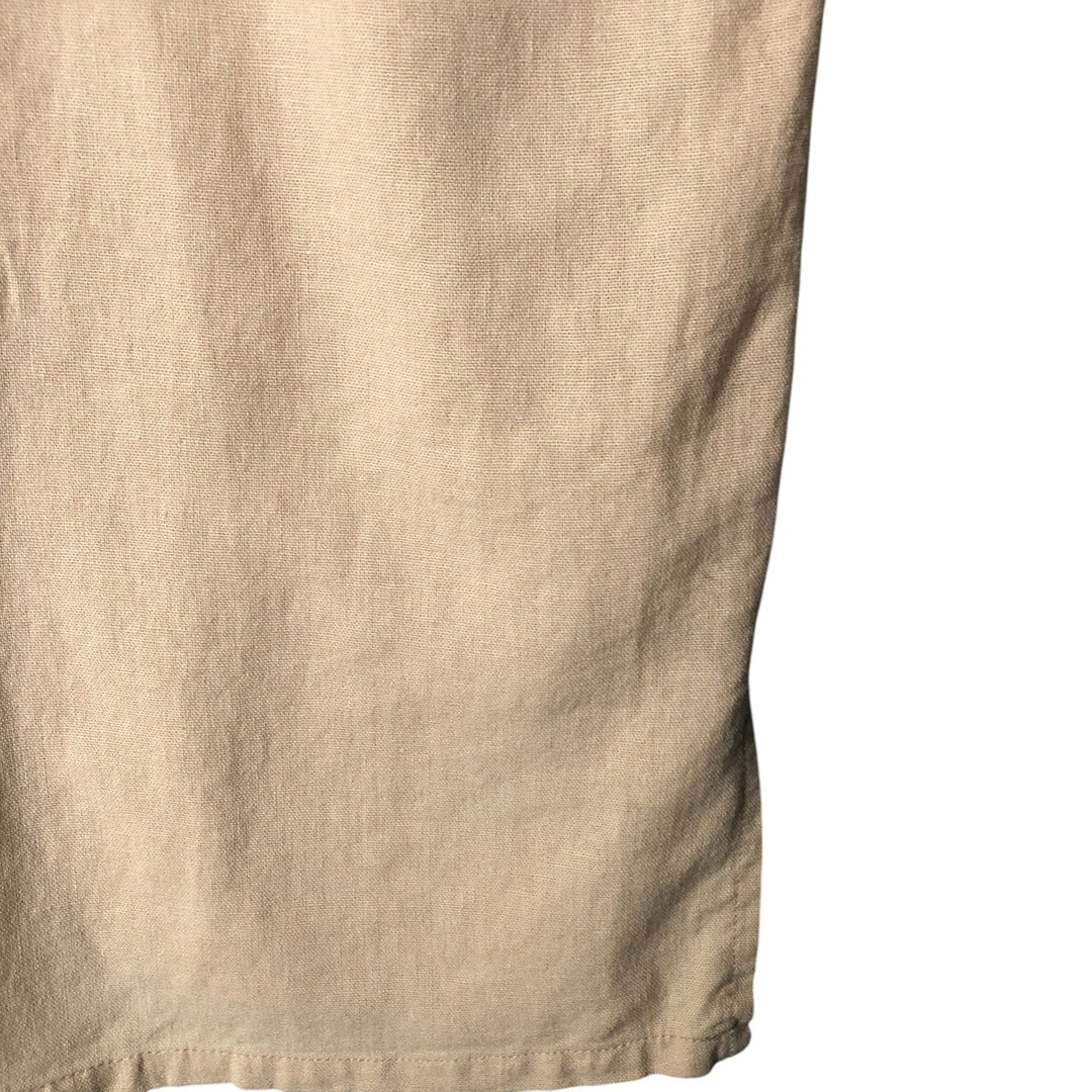 CLASSICO Short Sleeve Open Collar Rayon and Linen Box Shirt, Men's XL linen Beige type Vintage Second Hand