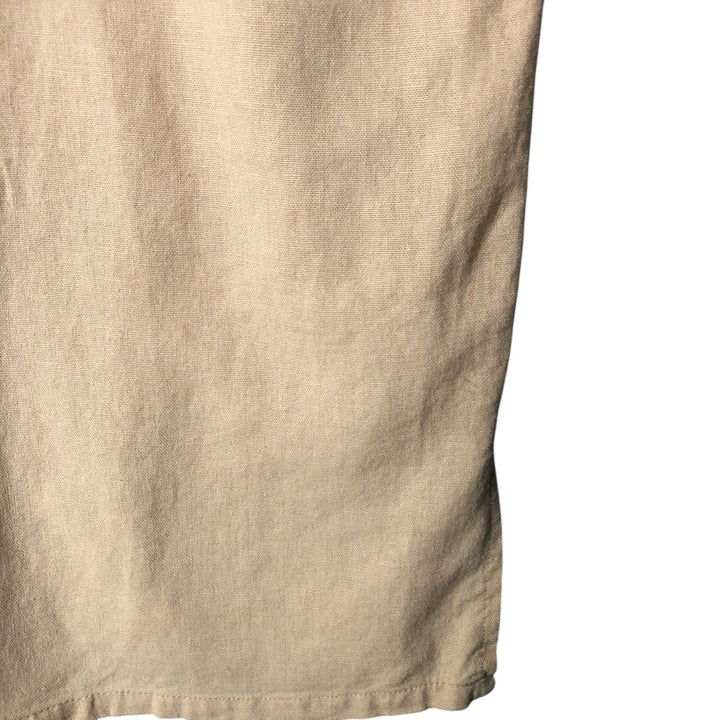 CLASSICO Short Sleeve Open Collar Rayon and Linen Box Shirt, Men's XL linen Beige type Vintage Second Hand