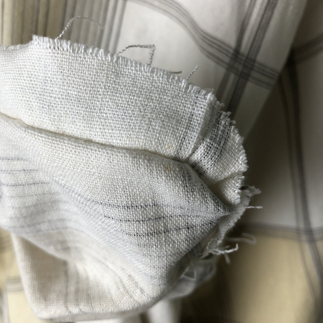 TRUST Check Pattern Short Sleeve Open Collar Rayon and Linen Box Shirt, Men's Size L linen Beige type Vintage Second Hand