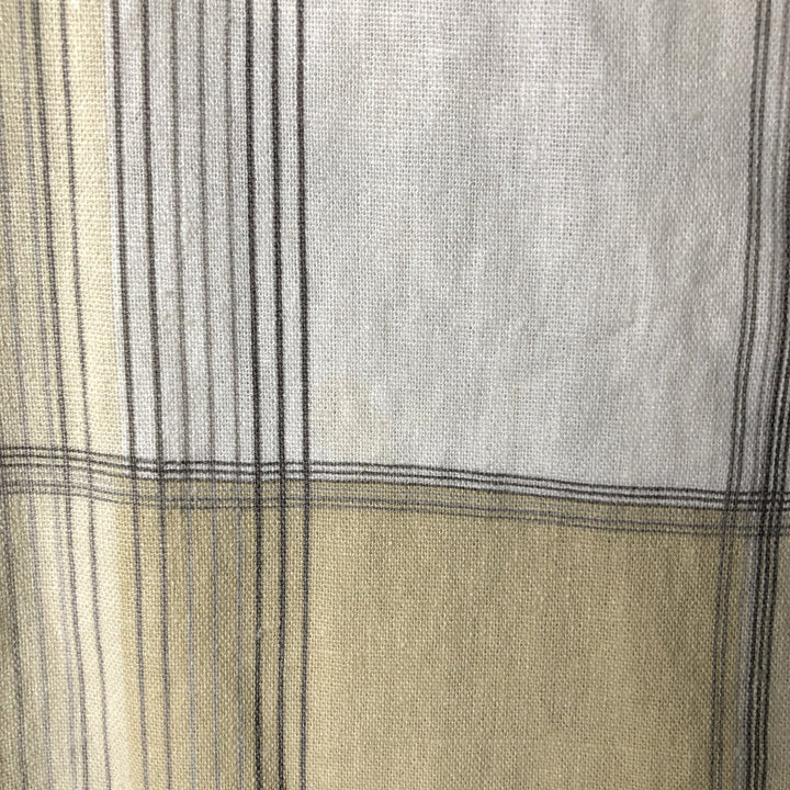 TRUST Check Pattern Short Sleeve Open Collar Rayon and Linen Box Shirt, Men's Size L linen Beige type Vintage Second Hand