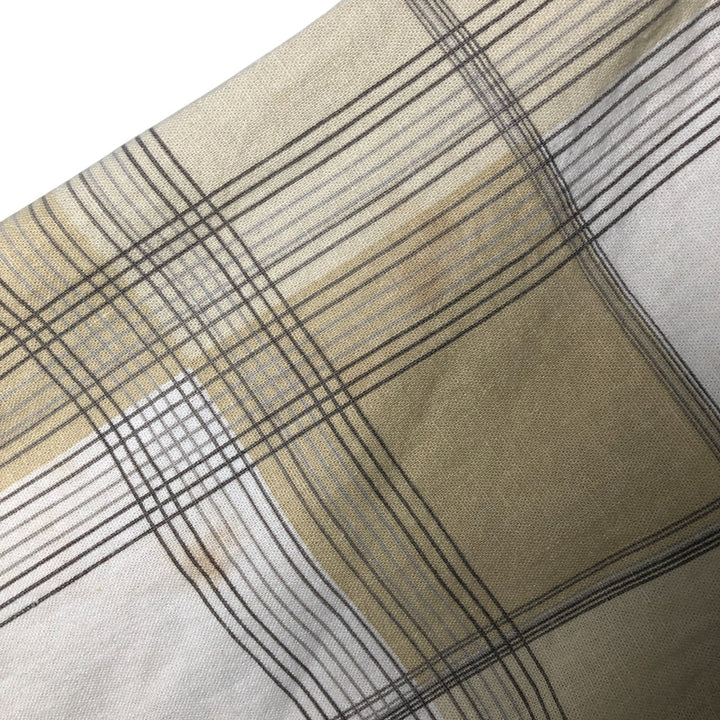 TRUST Check Pattern Short Sleeve Open Collar Rayon and Linen Box Shirt, Men's Size L linen Beige type Vintage Second Hand