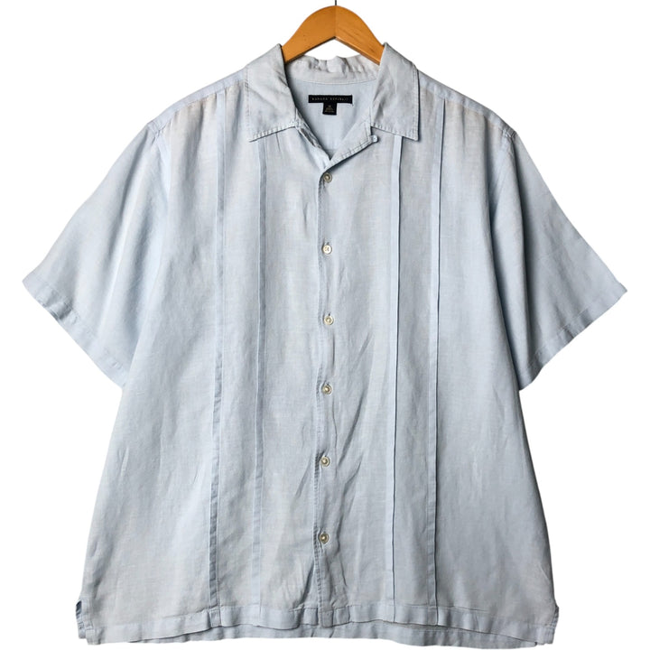2000'S Banana Republic short-sleeved open-collar linen box shirt, men's size M linen Blue type light blue Vintage Second Hand