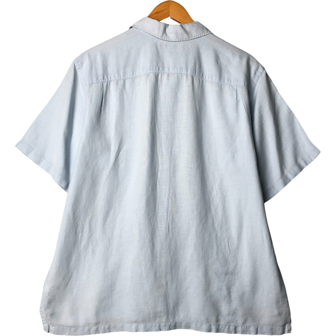 2000'S Banana Republic short-sleeved open-collar linen box shirt, men's size M linen Blue type light blue Vintage Second Hand