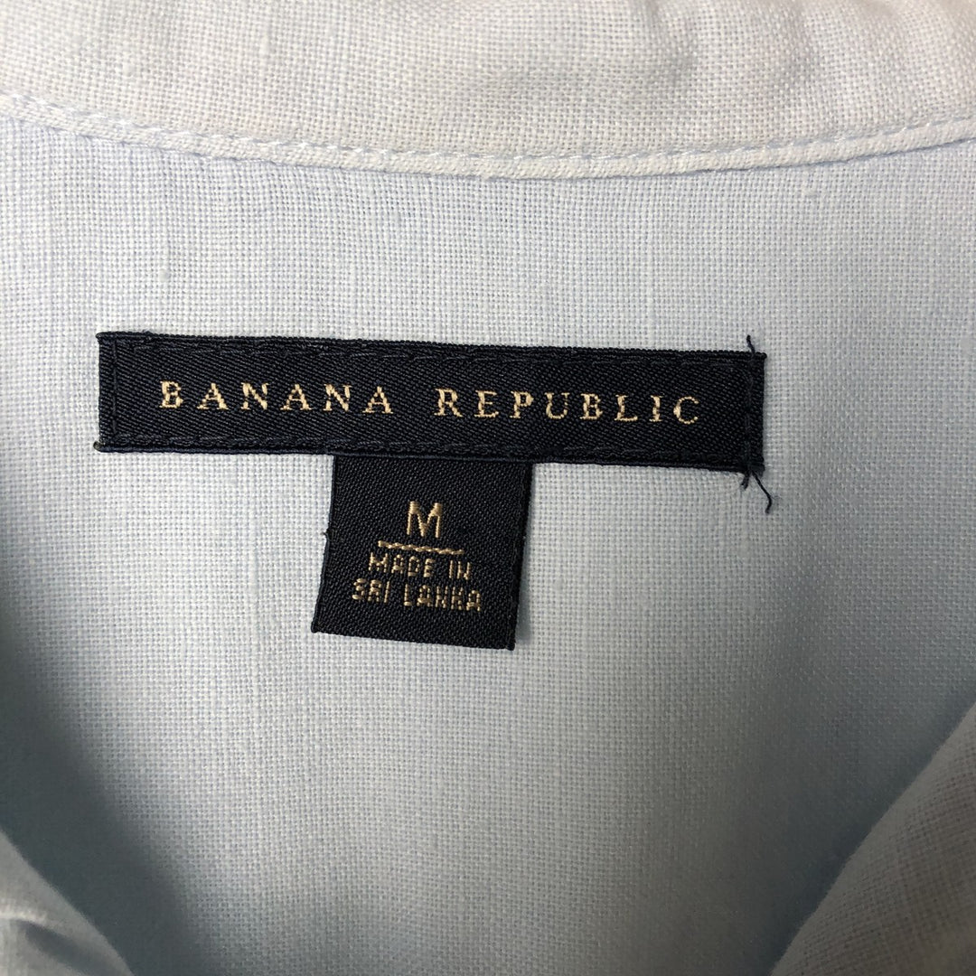 2000'S Banana Republic short-sleeved open-collar linen box shirt, men's size M linen Blue type light blue Vintage Second Hand