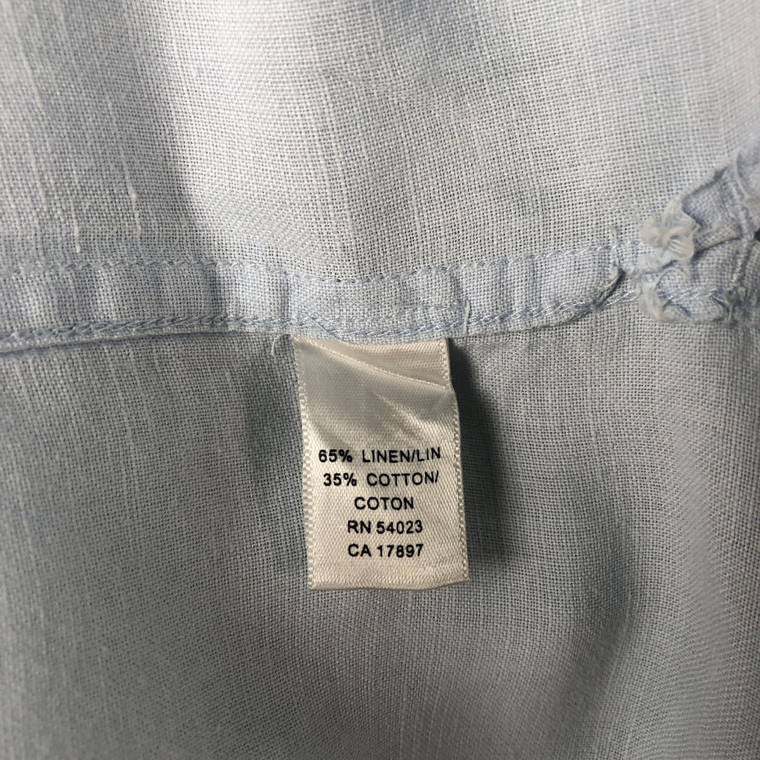 2000'S Banana Republic short-sleeved open-collar linen box shirt, men's size M linen Blue type light blue Vintage Second Hand