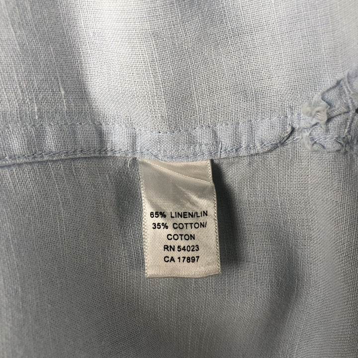 2000'S Banana Republic short-sleeved open-collar linen box shirt, men's size M linen Blue type light blue Vintage Second Hand