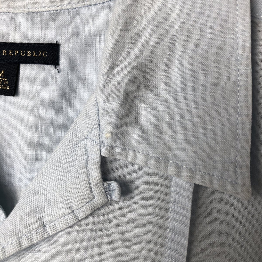 2000'S Banana Republic short-sleeved open-collar linen box shirt, men's size M linen Blue type light blue Vintage Second Hand