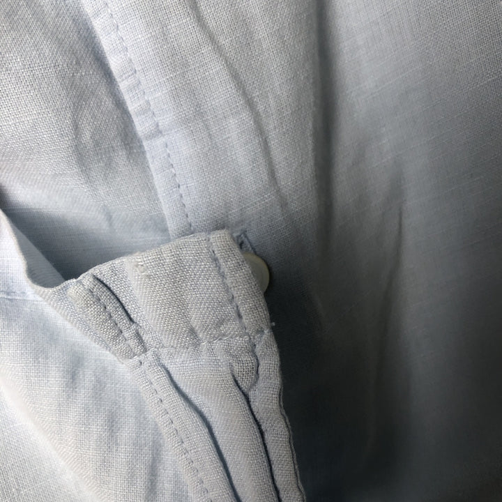 2000'S Banana Republic short-sleeved open-collar linen box shirt, men's size M linen Blue type light blue Vintage Second Hand