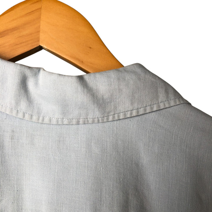 2000'S Banana Republic short-sleeved open-collar linen box shirt, men's size M linen Blue type light blue Vintage Second Hand