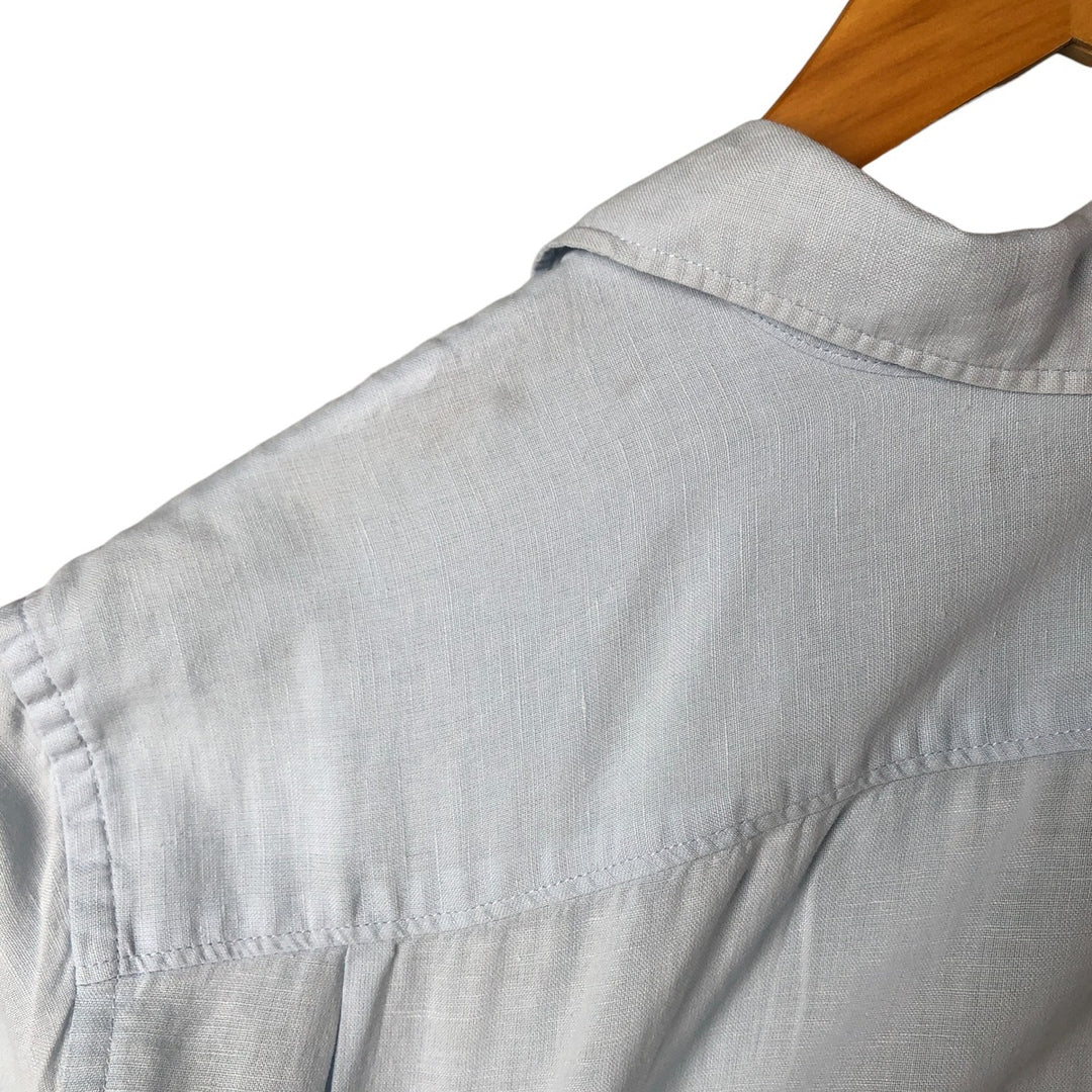 2000'S Banana Republic short-sleeved open-collar linen box shirt, men's size M linen Blue type light blue Vintage Second Hand