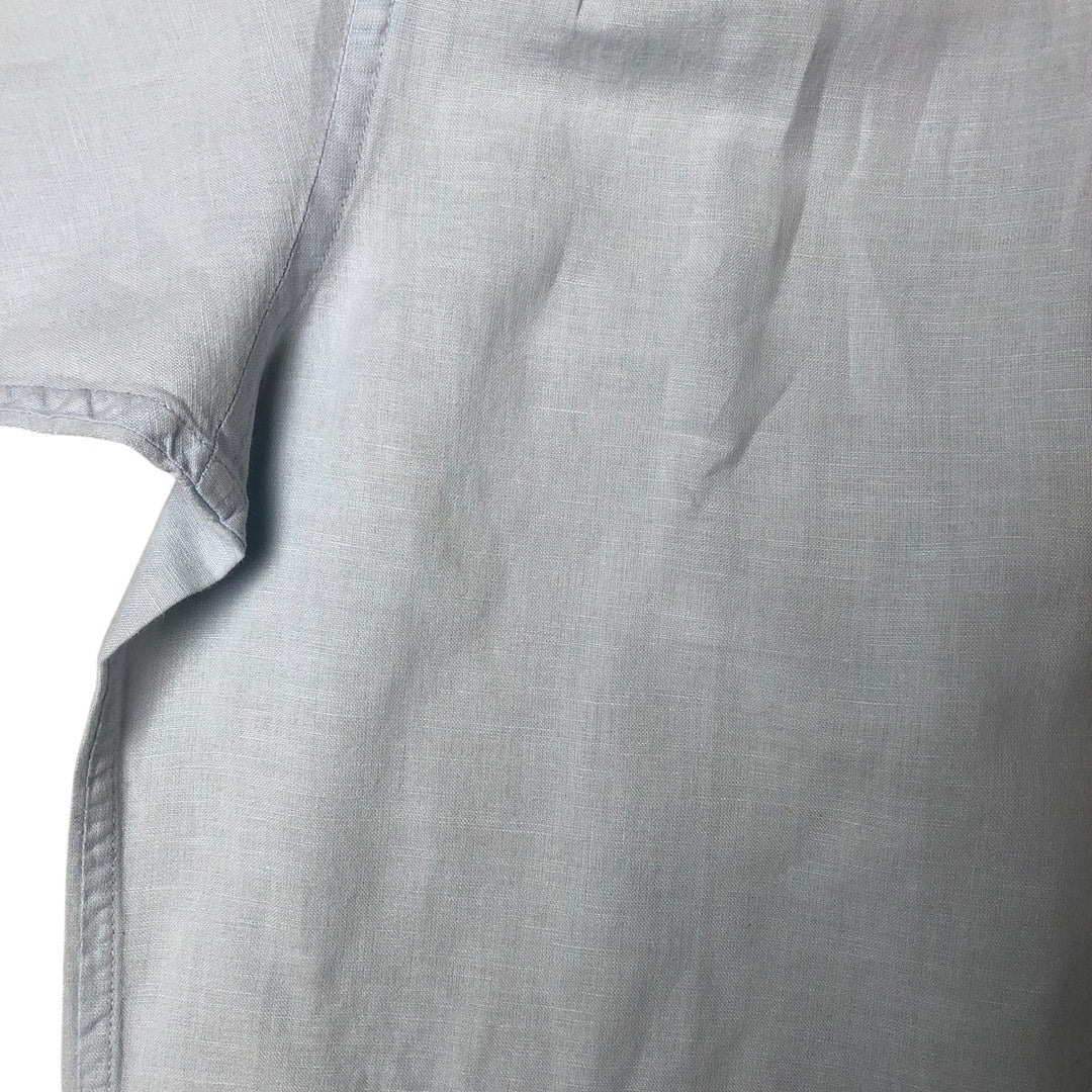 2000'S Banana Republic short-sleeved open-collar linen box shirt, men's size M linen Blue type light blue Vintage Second Hand