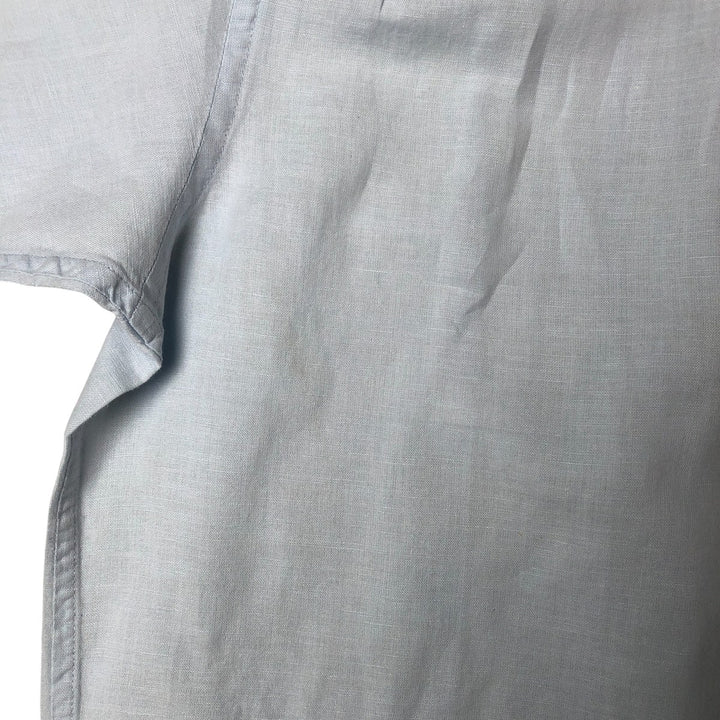 2000'S Banana Republic short-sleeved open-collar linen box shirt, men's size M linen Blue type light blue Vintage Second Hand
