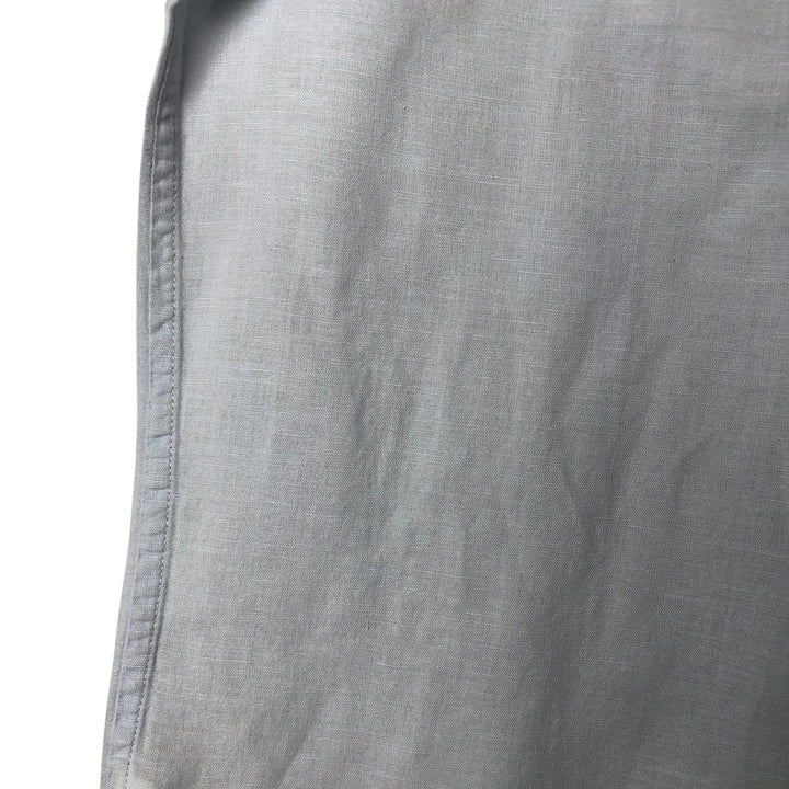 2000'S Banana Republic short-sleeved open-collar linen box shirt, men's size M linen Blue type light blue Vintage Second Hand