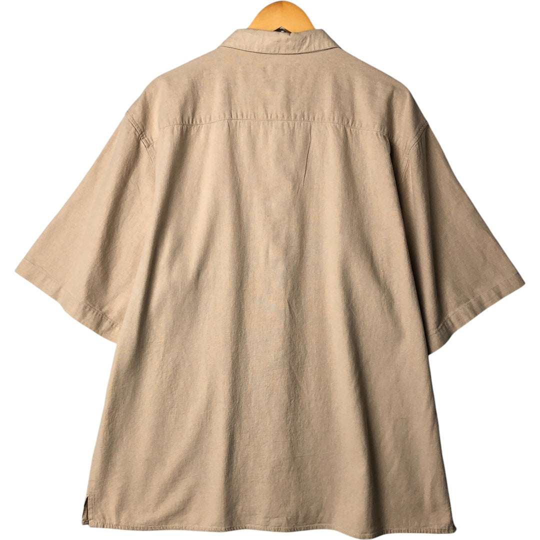 TRUST Short Sleeve Open Collar Linen Shirt, Box Shirt, Men's XL unclear Beige type Vintage Second Hand