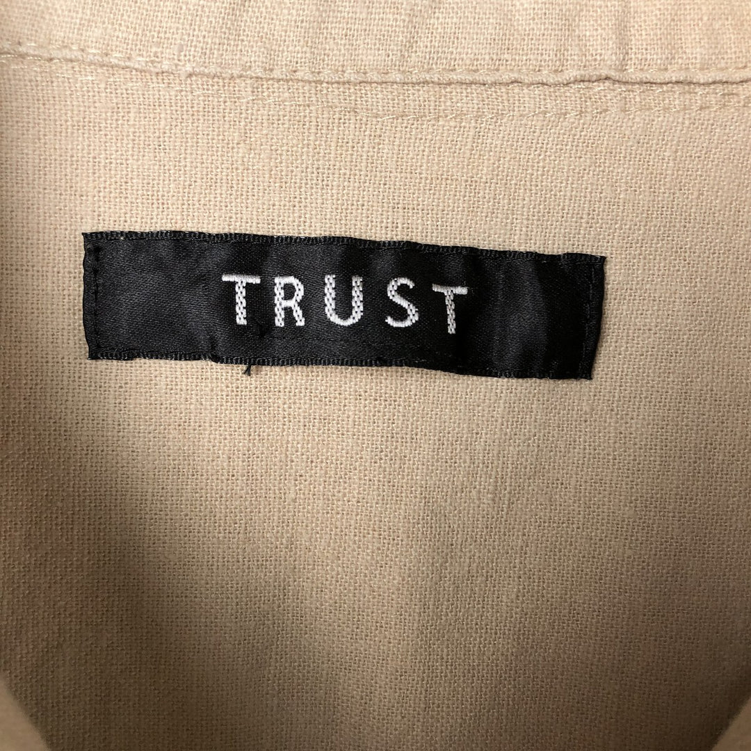 TRUST Short Sleeve Open Collar Linen Shirt, Box Shirt, Men's XL unclear Beige type Vintage Second Hand
