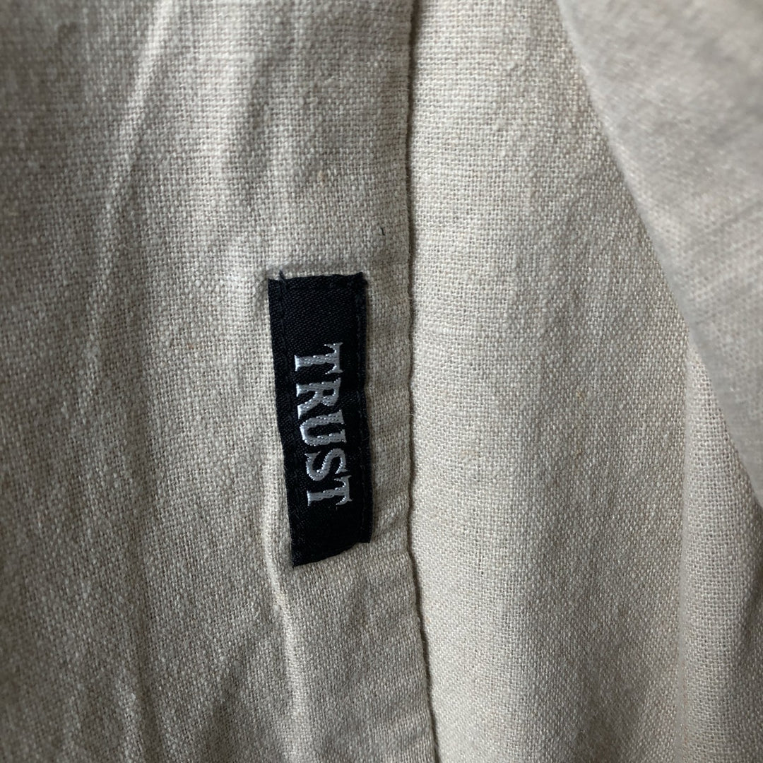 TRUST Short Sleeve Open Collar Linen Shirt, Box Shirt, Men's XL unclear Beige type Vintage Second Hand