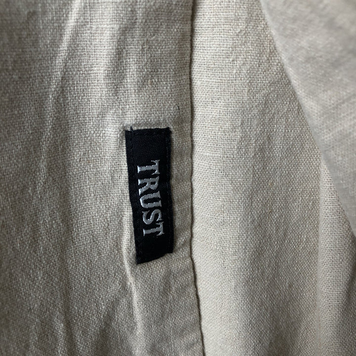 TRUST Short Sleeve Open Collar Linen Shirt, Box Shirt, Men's XL unclear Beige type Vintage Second Hand