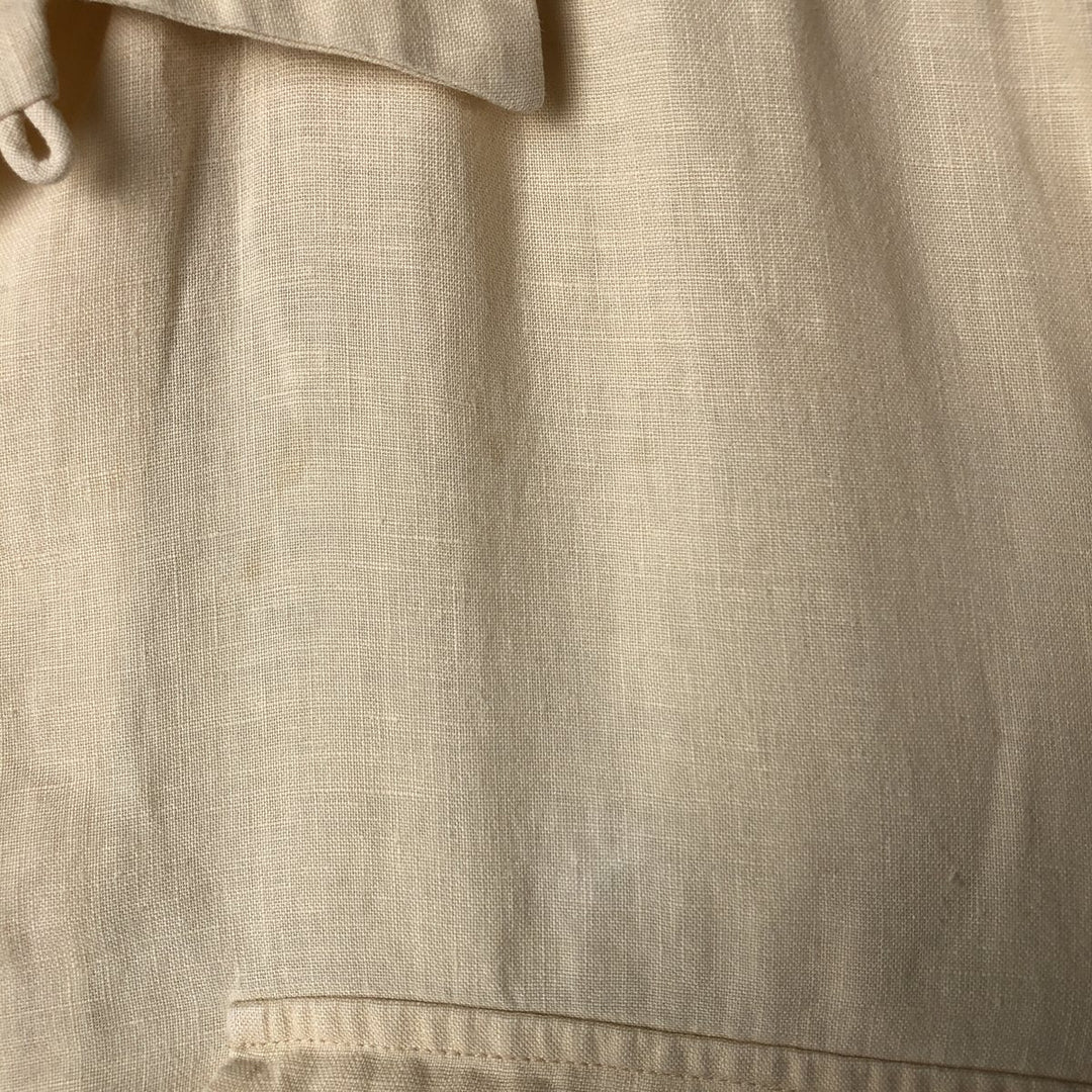 BRUNO SOFT LINEN Short Sleeve Open Collar Linen Shirt, Box Shirt, Men's Size L linen unbleached Vintage Second Hand