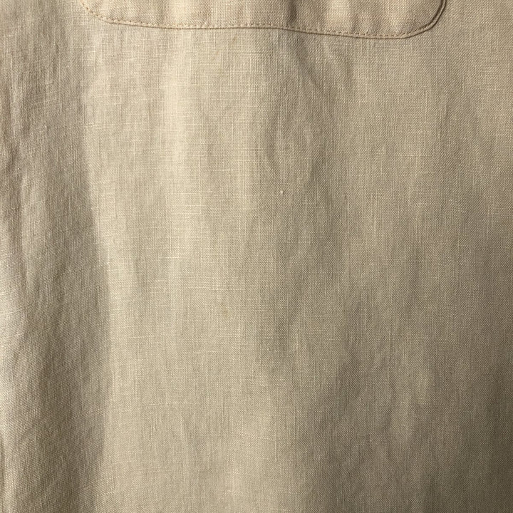 BRUNO SOFT LINEN Short Sleeve Open Collar Linen Shirt, Box Shirt, Men's Size L linen unbleached Vintage Second Hand