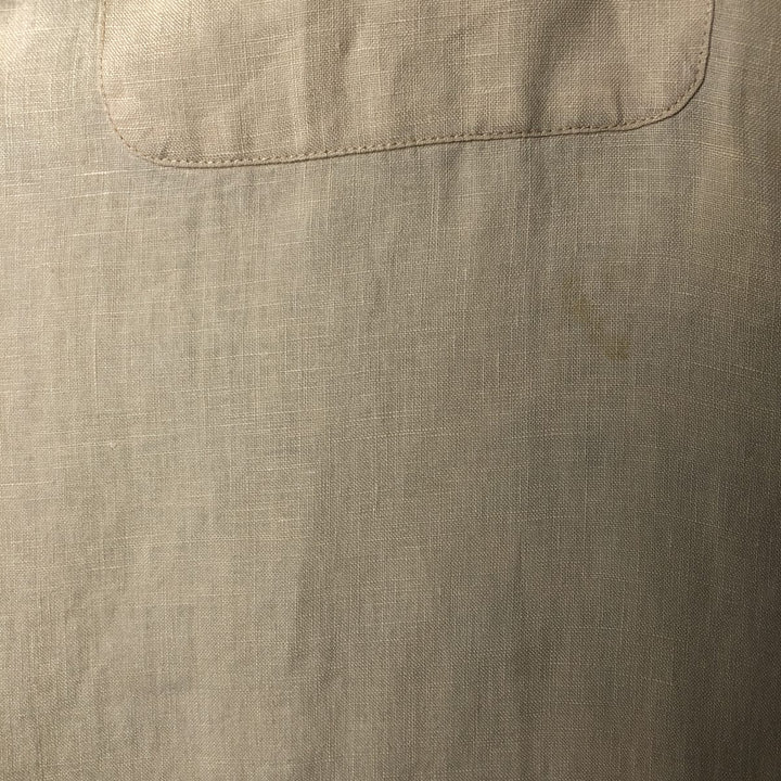 BRUNO SOFT LINEN Short Sleeve Open Collar Linen Shirt, Box Shirt, Men's Size L linen unbleached Vintage Second Hand