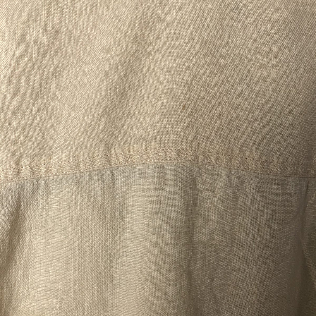 BRUNO SOFT LINEN Short Sleeve Open Collar Linen Shirt, Box Shirt, Men's Size L linen unbleached Vintage Second Hand