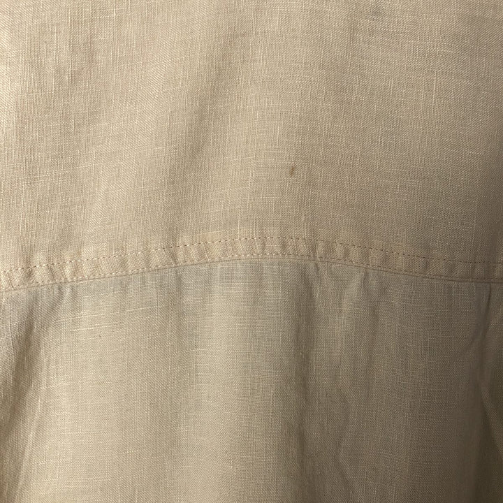 BRUNO SOFT LINEN Short Sleeve Open Collar Linen Shirt, Box Shirt, Men's Size L linen unbleached Vintage Second Hand