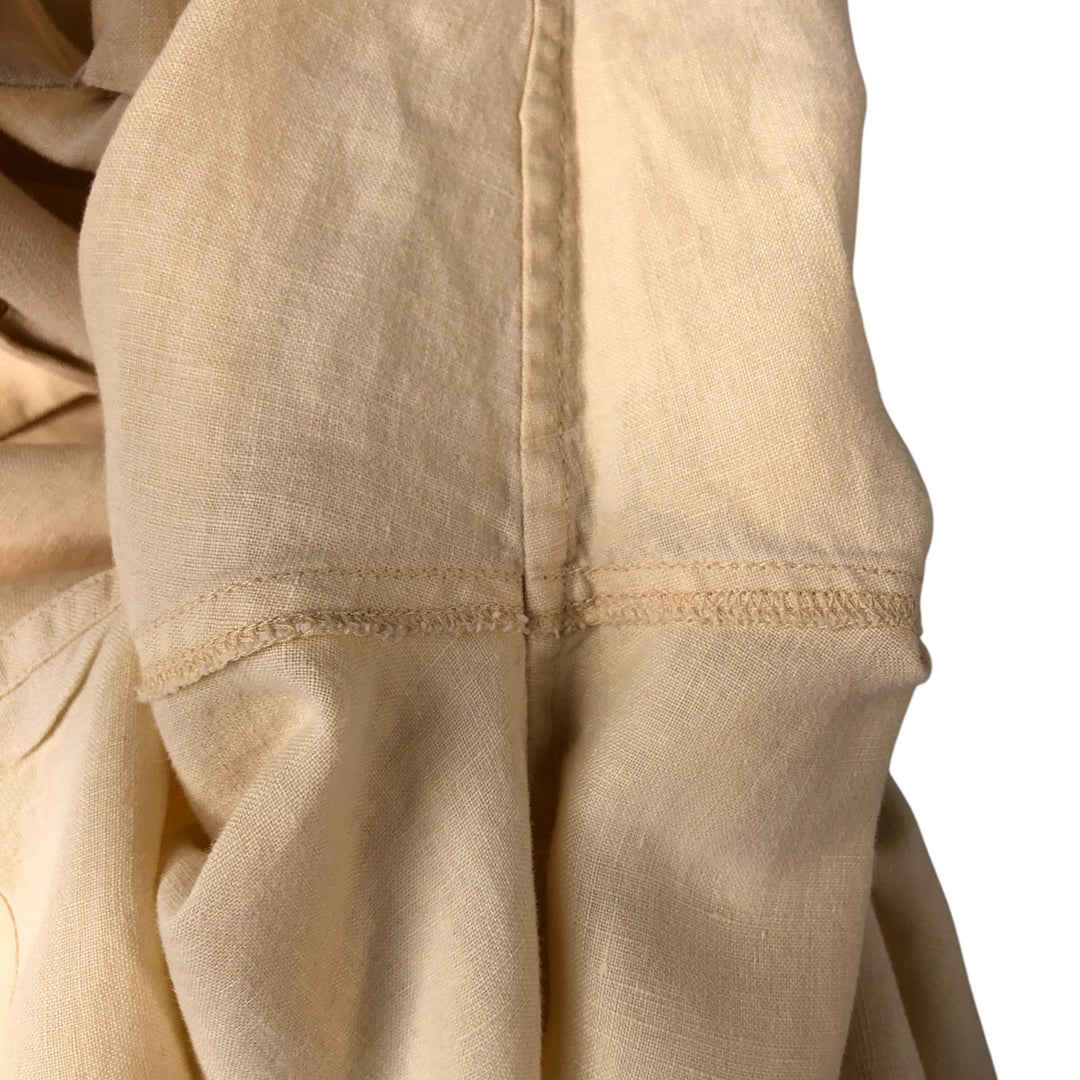 BRUNO SOFT LINEN Short Sleeve Open Collar Linen Shirt, Box Shirt, Men's Size L linen unbleached Vintage Second Hand