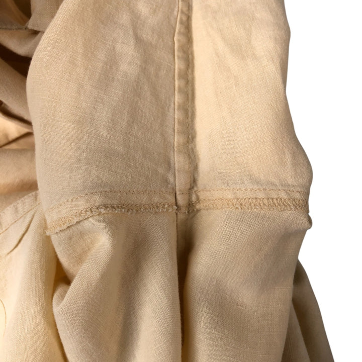 BRUNO SOFT LINEN Short Sleeve Open Collar Linen Shirt, Box Shirt, Men's Size L linen unbleached Vintage Second Hand