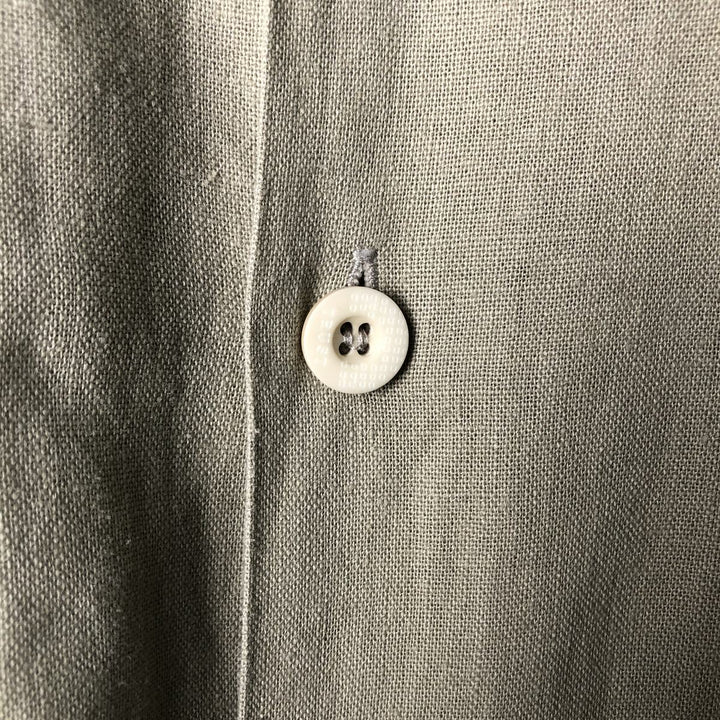 90'S TRUST Short Sleeve Open Collar Rayon and Linen Box Shirt, Men's Size XL, Vintage linen Beige type Vintage Second Hand